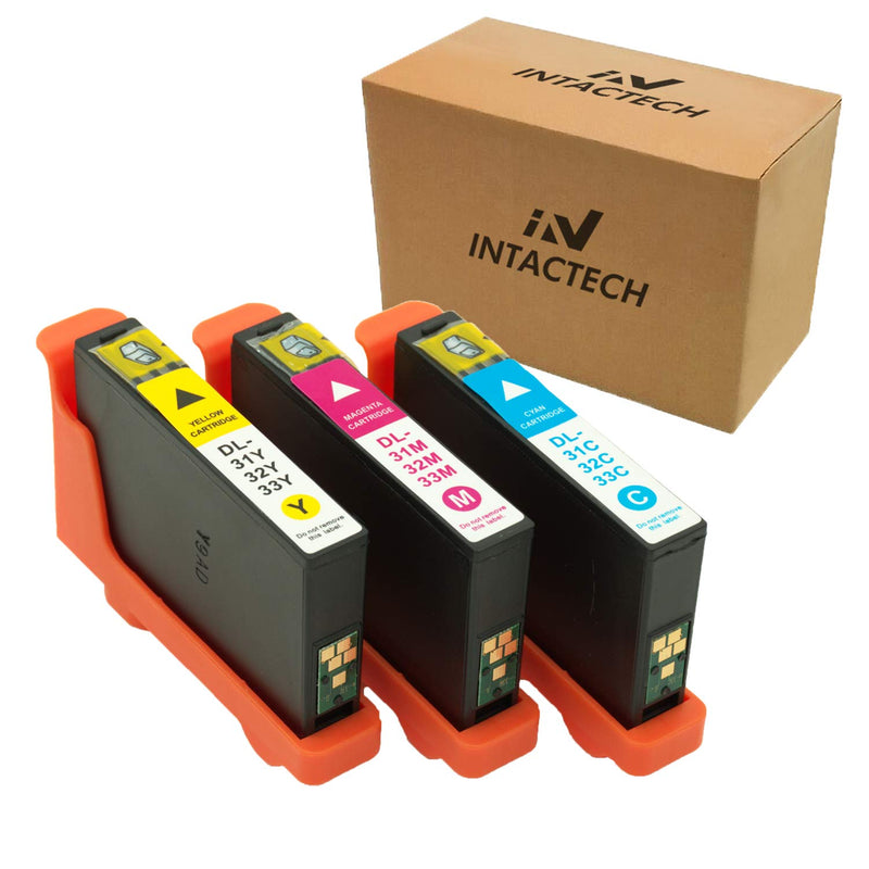 Intactech Replacement For Dell Series 31 32 33 V525W V725W Color Ink Cartridges 1 Cyan 1 Magenta 1 Yellow 3 Color Pack Work For Dell V525W V725W Printer