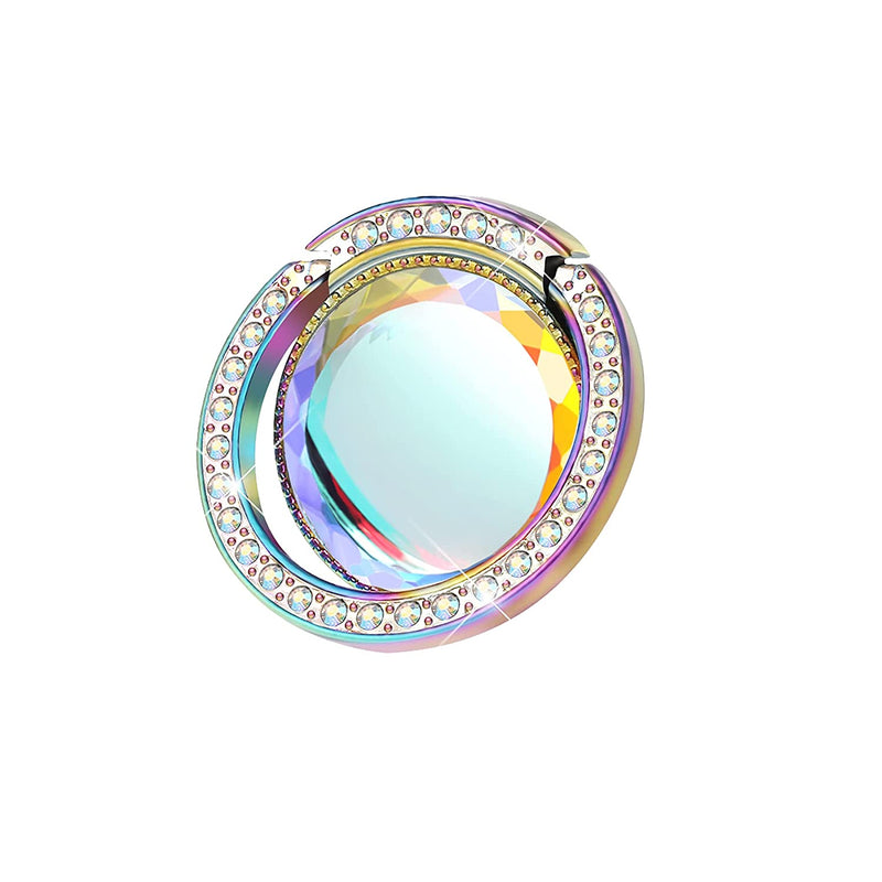Lenoup Iridescent Glitter Bling Bling Phone Ring Holder Sparkle Phone Ring Grip Artificial Stand With Flat Diamond Flat Rhinestone Cell Finger Ring For Phones Padrainbow