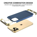 Iphone 13 Pro Max Case Rorsou 3 In 1 Ultra Thin And Slim Hard Case Coated Non Slip Matte Surface With Electroplate Frame For Apple Iphone 13 Pro Max 6 72020 Blue And Gold