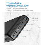 Power Bank 30000Mah Baseus Usb C Fast Charging 3A Portable Charger 3 Output Ports Battery Pack Phone Charger For Iphone Ipad Mac Samsung Galaxy Pixel And Airpods Black