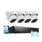 4K PoE Security Camera 4pcs H.265 Wired Turret 4K/8MP 8CH NVR with 2TB HDD (RLK8-820D4-A)