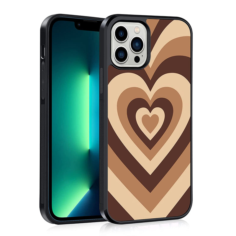 Ook Hard Case For Iphone 13 Pro Max All Round Shock Absorption Protection Cover With Brown Heart Design Tire Tread Anti Skid Wireless Charging Iphone 13 Pro Max Case For Girls Women