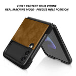 Kswous Case For Samsung Galaxy Z Flip 3 Case 5G Leather Hard Pc Cover Heavy Duty Shockproof Non Slip Grip Protective Shell Stylish Cover Phone Case For Galaxy Z Flip 3 5G Brown
