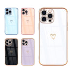 Lafunda Compatible With Iphone 13 Pro Case Cute Love Heart Plating Cases For Women Girls Raised Reinforced Golden Edge Thin Shockproof Tpu Silicone Bumper With Camera Protective Phone Cover White