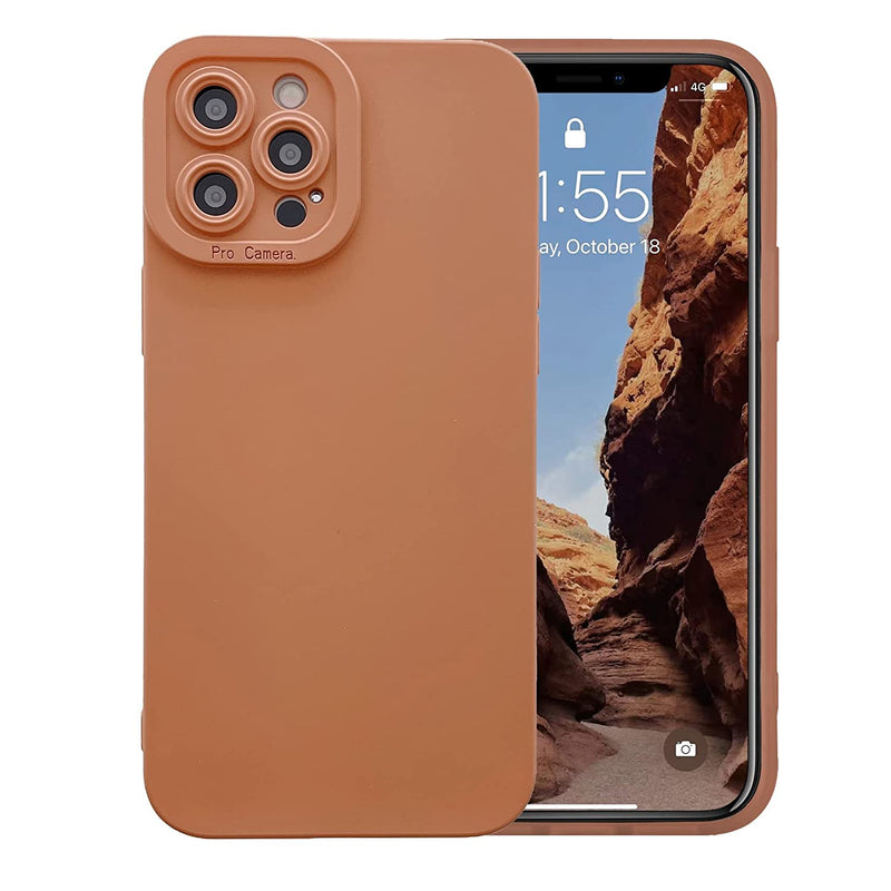 Defbsc Compatible With Iphone 13 Pro Max Case Liquid Silicone Case Camera Protective Phone Case Gel Rubber Full Body Protection Anti Shock Cover Drop Protection Case Brown