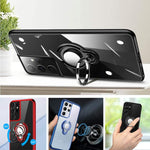 Guuboly Crystal Clear Designed For Samsung Galaxy S21 Ultra Case Shockproof Ultra Thin Slim Fit Soft Silicone Case With 360 Rotatable Ring Holder Kickstand Tpu Cover For Galaxy S21 Ultra 5G Black
