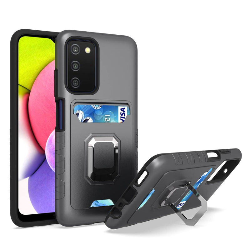 Encases For Samsung Galaxy A03Sphone Case Compatible With Samsung A03S Splendor Card Slot Holdermagnetic Kickstand Dual Layer Shockproof Protective Cases For Samsung A03S Phone Case Grey