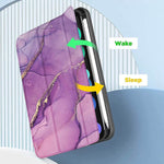 New Saharacase Folio Case For Apple Ipad Mini 8 3 Inch 6Th Generation 2021 Shockproof Bumper Rugged Protection Antislip Leather Kickstand Purple Marb