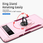 Elestbela Case For Google Pixel 6 Pro Case With Ring Holder Stand 360 Rotatable Magnetic Kickstand Anti Scratch Shockproof Bumper Protective Phone Case Cover For Google Pixel 6 Pro 2021 Pink