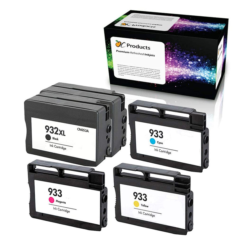 Refilled Ink Cartridge Replacement 5 Pack For Hp 932Xl 933 Hp Officejet 6100 6600 6700 7110 7610 7612 2 Black 1 Cyan 1 Magenta 1 Yellow
