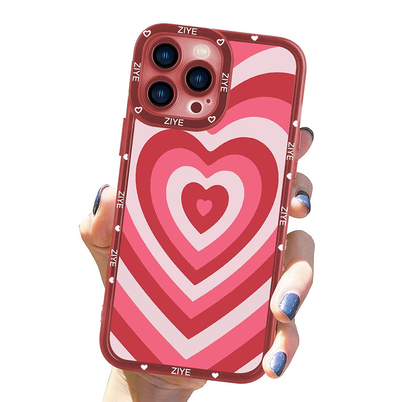 Ziye Heart Iphone 13 Pro Max Case Iphone 13 Pro Max Red Heart Pattern Protective Phone Case With Full Body Soft Tpu Camera Protection Anti Scratch Cover For Iphone 13 Pro Max 6 7 Inch