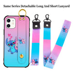 Cartoon Case For Iphone 12 Pro Case Iphone 12 Case 6 1 Inch Cute Stitch Cartoon Character Design With Lanyard Wrist Strap Band Holder Shockproof Protection Bumper Kickstand Cover