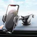 Djounashop Universal Neck Mobile Phone Car Holder Foldable Dashboard Windshield Mobile Phone Stand Mount And Charger For Android And Ios Cellphone Super Gel Suction Cup Cradle Black