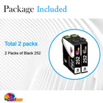 Ink Cartridge Replacement For Epson 252 T252 For Workforce Wf 7110 Wf 7710 Wf 7720 Wf 3640 Wf 3620 Printer Black 2 Pack
