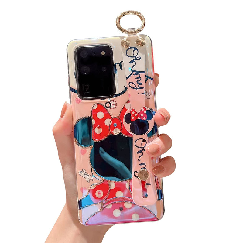 Lastma Samsung Galaxy S20 Ultra Case Cute With Wrist Strap Kickstand S20 Ultra Case Glitter Bling Cartoon Imd Soft Tpu Shockproof Protective Phone Cases Cover For Girls And Women Minnie