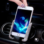 Suncaraccl Bling Car Phone Holder Mini Car Dash Air Vent Automatic Phone Mount Universal 360 Adjustable Crystal Auto Car Stand Phone Holder Car Accessories For Women And Girls White