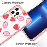 Ziye Strawberry Case Compatible With Iphone 13 Pro Max Pink Strawberry Protective Phone Case With Soft Tpu Bumper Hard Pc Back Anti Scratch Full Body Protection Cover For Iphone 13 Pro Max 6 7 Inch
