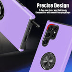 For Samsung Galaxy S22 Ultra Case With Magnetic Kickstand Plastic Silicone Soft Inner S22 Ultra Case With 360 Rotation Ring Holder Stand Magnetic Car Mount Case For S22 Ultra 5G For Women Purple