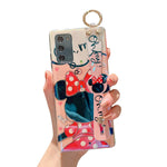 Lastma For Samsung Galaxy Note 20 Case Cute With Wrist Strap Kickstand Note 20 Case 5G 6 7 Glitter Bling Cartoon Imd Soft Tpu Shockproof Protective Phone Cases Cover For Girls And Women Minnie