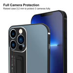 Designed For Iphone 13 Pro Max Case With Metal Kickstand 3 Ways Stand Full Camera Lens Protection Ultra Slim 6Ft Drop Tested Protective Kickstand Case Matte Blue 6 7 Inch