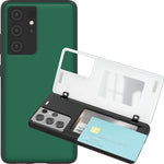 Just4You For Galaxy S21 Ultra Wallet Case With Card Holder Auto Magnetic Closure Hidden Mirror Bumper Cover Green Cs_Br_Md_Gs21U_Gn