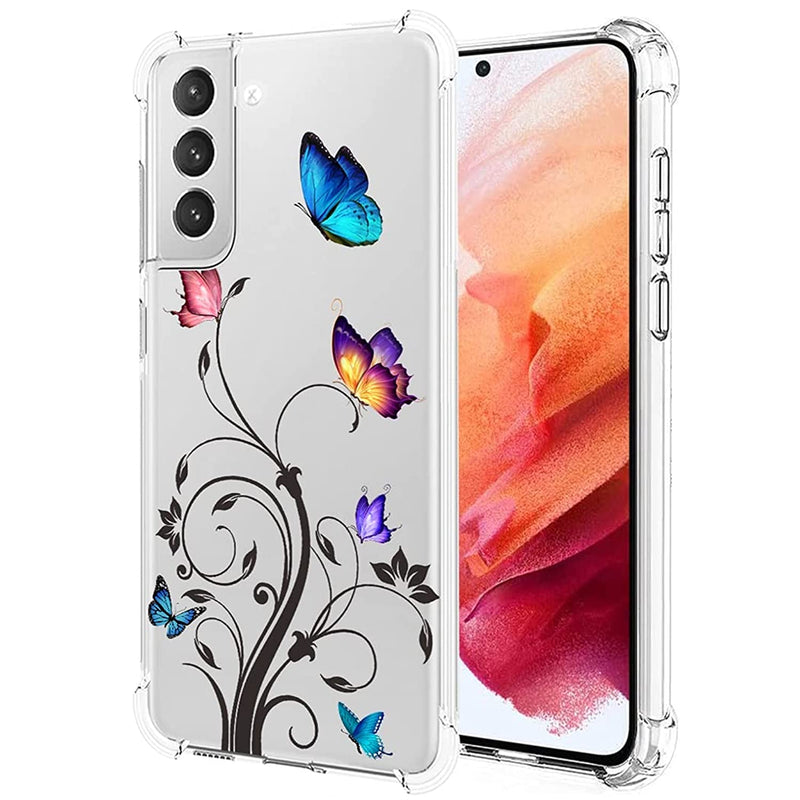 Bohefo Clear Case Compatible With Galaxy S21 Fe 5G Samsung S21 Fe 5G Case For Girls Women Cute Soft Tpu Shockproof Protective Phone Case Cover For Samsung Galaxy S21 Fe 5G Butterfly