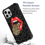 Lsl Designed For Iphone 13 Pro Max Case Red Lip Cheetah Print For Girls Women With Pet Screen Protector Fashion Black Leopard Print Non Slip Shockproof Soft Tpu Bumper Protective Cover