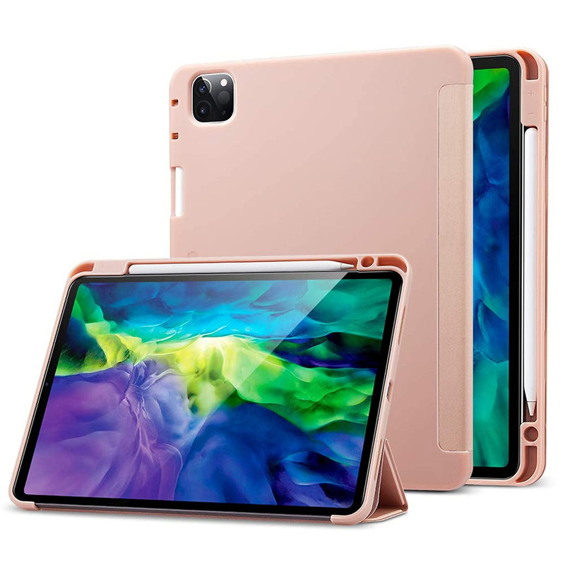 For Ipad Pro 11 Case 2020 2018 With Pencil Holder Rebound Pencil Ipad Case With Soft Flexible Tpu Back Cover Auto Sleep Wake And Multiple Viewing Stand Modes Rose Gold