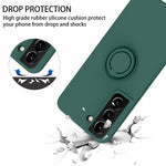 Duedue Samsung Galaxy S22 5G Case Liquid Silicone Slim Soft Gel Rubber Cover With Ring Kickstand Car Mount Function Shock Absorption Full Body Protective Phone Case For Samsung S22 6 1 Pine Green