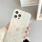 Compatible With Iphone 13 Pro Case Shinymore Cute Clear Laser Glitter Soft Silicone Holographic Love Heart Pattern Slim Protective Shockproof Girls Women Case Cover For Iphone 13 Pro
