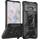 Compatible With Google Pixel 6 Pro Case With Kickstand Holder Stand Matte Hard Pc Back Soft Tpu Frame Heavy Duty Shockproof Protective Phone Case Black