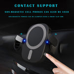 Magnetic Wireless Car Charger One Touch Automatic Clamping Exhaust Pipe Phone Holder For Iphone 13 13 Pro 12 12 Pro 11 11 Pro Xs X Samsung S21 S20 S10 Note10 With All Android Smartphone Black