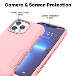 Kangnaixin Iphone 13 Pro Max Case Hard Pc Soft Tpu Phone Case With 2 Pcs Tempered Glass Screen Protector Heavy Duty Tough Rugged Slim Shockproof Protective Case For Iphone 13 Pro Max 6 7 Pink