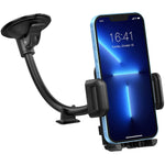 Phone Mount For Car Long Arm Windshield Car Phone Holder Mount Washable Suction Cup 360 Degree Rotation One Button Release Sponge Pad Protection Compatible With All Iphone And Other Cell Phone