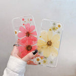 Guppy For Iphone 13 Pro Max Real Flower Clear Case Cute Handmade Pressed Dry Natural Chrysanthemum Daisy Floral Soft Rubber Bumper Slim Protective Cover Women Girls 6 7 Inch Yellow Ql3226 I13Pm 2