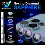 Kingxbar 3Pcs Sapphire Camera Lens Protector For Iphone 13 Pro Max 6 7 Iphone 13 Pro 6 1 Military Grade Shatterproof 9H Mohs Anti Scratch Tempered Glass Lens Protection Cover Iridescent