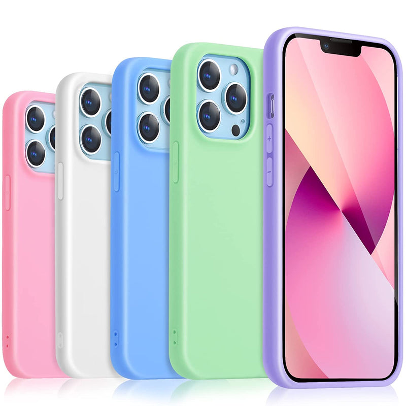 Costyle Silicone Soft Case 5 Pack Compatible For Iphone 13 Pro Max 6 7 Inch Slim Fit Multi Color Full Protection Case Purple Green Blue White Pink