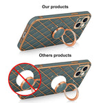 Kanghar Compatible With Iphone 13 Case 6 1 Inch 2021 Plating Design Built In Magnetic Kickstand Ring Holder Soft Flexible Shockproof Bumper Protection Cover With Screen Protector Gray Blue