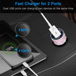 Otostar Dual Usb Car Charger 4 8A Output Bling Crystal Diamond Car Decorations Accessories Fast Charging Adapter For Iphones Android Ios Samsung Galaxy Lg Nexus Htc Pink