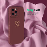 Lsl Compatiable With Iphone 13 Pro Max Case Luxury Love Heart Pattern Soft Silicone Liquid Phone Case With Camera Cover Fully Body Cute Shockproof Protective Case For Women Men 6 7 Inch Red Wine