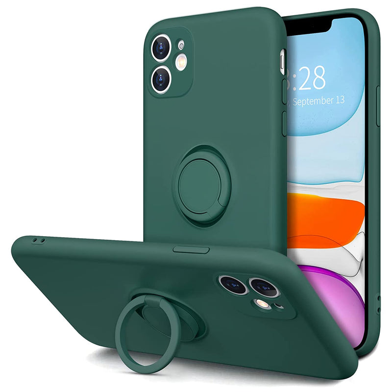 Case For Iphone 11 Case With Ring Stand 360 Rotatable Ring Holder Magnetic Kickstand Support Car Mount Slim Shockproof Soft Rubber Protective Phone Case Cover For Women Midnight Green
