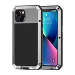 Lanhiem Iphone 13 Metal Case Heavy Duty Shockproof Tough Armour Rugged Case With Built In Glass Screen Protector 360 Full Body Dust Proof Protective Cover For Iphone 13 6 1 Inch Silver