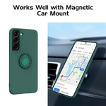 Domaver For Samsung Galaxy S22 Case Ring Holder Kickstand Support Magnetic Car Mount Slim Silicone Soft Rubber Protective Shockproof Cover For Samsung Galaxy S22 6 1 Inch Midnight Green