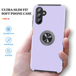 Jame Designed For Samsung Galaxy A13 Case Galaxy A13 Case With Screen Protector Tempered Glass 2 Pack Slim Shockproof Anti Drop Protection Cover Case With Ring Kickstand For Samsung A13 5G Purple
