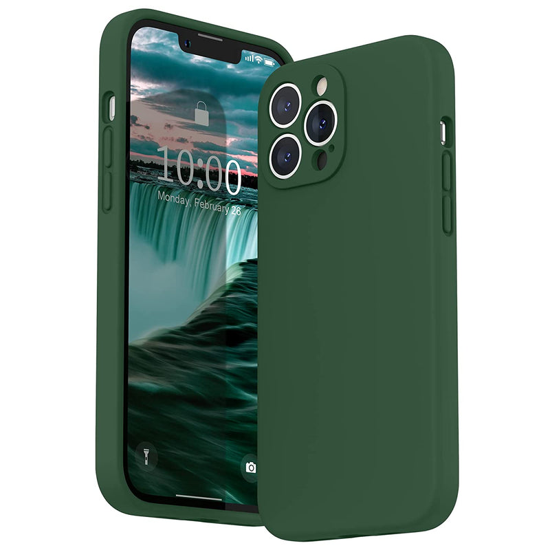 Surphy Silicone Case Compatible With Iphone 13 Pro Max Case 6 7 Inch 2021 With Camera Protection Liquid Silicone Phone Case With Microfiber Lining Clover Green