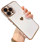 Niufoey Compatible With Iphone 13 Pro Max Case Cute Luxury Plating Love Heart Phone Case With Camera Protection Soft Tpu Bumper With Small Love Pattern Airbag Shockproof Case Cover 6 7 Inch White