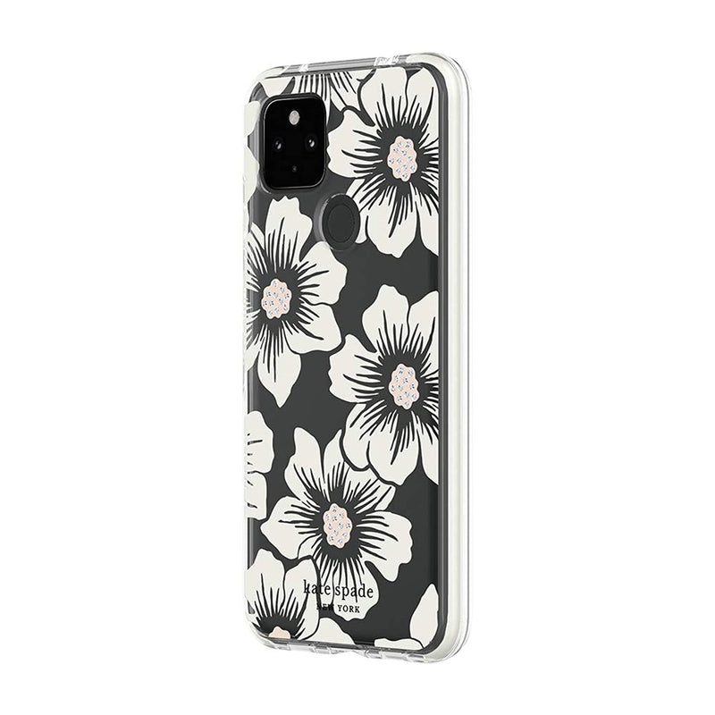 Kate Spade New York Defensive Hardshell Case For Google Pixel 4A 5G Google Pixel 4A 5G Uw Hollyhock Floral Clear Cream With Stones