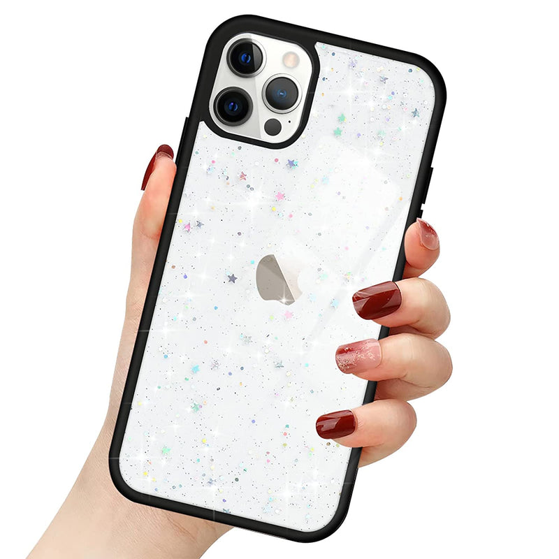 Lafunda Compatible With Iphone 13 Pro Max Case Bling Transparent Glitter Sparkle Clear Stars Case For Women Girls Soft Tpu Shockproof Anti Scratch Protective Phone Cases For Iphone 13 Pro Max Black