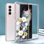 Kanghar Compatible With Samsung Galaxy Z Fold 3 5G Case Floral Print Soft Tpu Hard Pc Scratch Resistant Shock Absorption Protective Wireless Clear Transparent Cover For Women Girls Flower Blossom