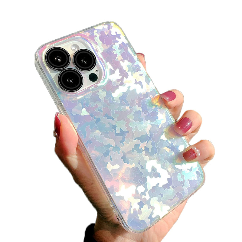 Phylla Phone Case Compatible With Iphone 13 Pro Max 5G 6 7 Inches Camouflage Matte Laser Gradient Case For Women Men Acrylic Square Shockproof Cover Bumper